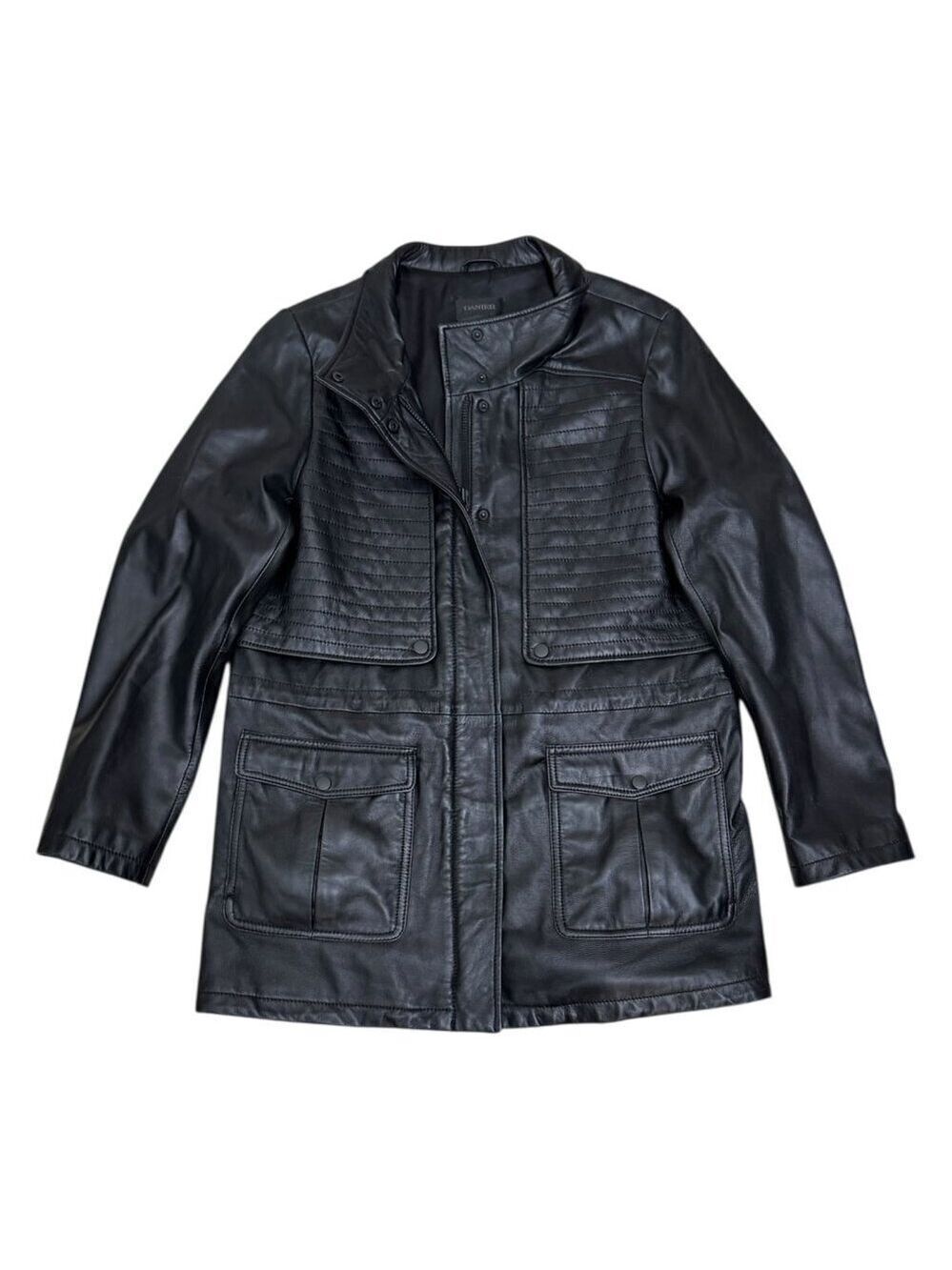 DANIER LEATHER Luxury Designer Winter Business Casual Jacket Coat Womens Medium